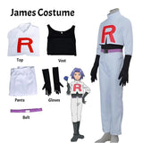 Team Rocket Jessie & James Cosplay Set – Anime Full Outfit for Men & Women