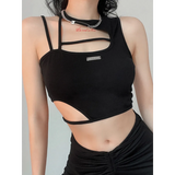 Sexy Hollow Out Techwear Tee