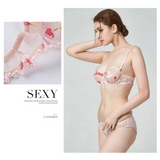 Sexy Transparent Flower Lingerie Set