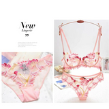 Sexy Transparent Flower Lingerie Set