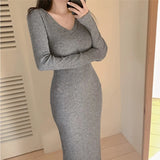 V-neck Knitted Dress