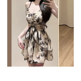 Butterfly Print One Piece Swimsuit – Vintage Ruffle Mini Dress Style