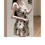 Butterfly Print One Piece Swimsuit – Vintage Ruffle Mini Dress Style