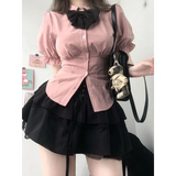 Sexy White Korean Fashion Blouse - Harajuku Chic Slim Top