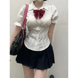 Sexy White Korean Fashion Blouse - Harajuku Chic Slim Top