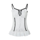 White Lace Grunge Cami Tank Top – Harajuku E-girl Punk Sleeveless Vest