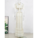 White Lace Turtleneck Dress: Sexy Slim Fit with Tassel Sleeves