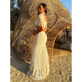White Lace Turtleneck Dress: Sexy Slim Fit with Tassel Sleeves