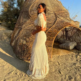 White Lace Turtleneck Dress: Sexy Slim Fit with Tassel Sleeves