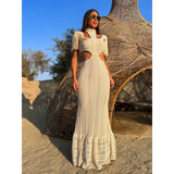 White Lace Turtleneck Dress: Sexy Slim Fit with Tassel Sleeves