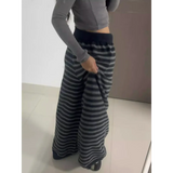 Grunge Stripe Knit Wide Leg Pants