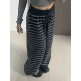Grunge Stripe Knit Wide Leg Pants