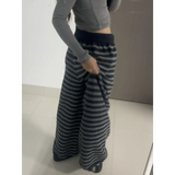 Grunge Stripe Knit Wide Leg Pants