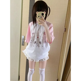 Kawaii Cartoon Patchwork T-Shirt – Harajuku Y2K Aesthetic Top