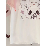 Kawaii Cartoon Patchwork T-Shirt – Harajuku Y2K Aesthetic Top