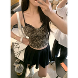 Leopard Print Lace Trim Cami – Y2K Aesthetic Vintage Tank Top