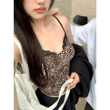 Leopard Print Lace Trim Cami – Y2K Aesthetic Vintage Tank Top