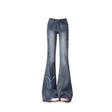 Y2K Butterfly Flare Jeans – 90s Vintage Low-Waist Denim