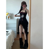 Strapless Irregular Hem Dress – Y2K Gothic Harajuku Punk Style