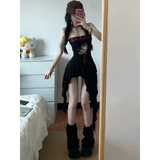 Strapless Irregular Hem Dress – Y2K Gothic Harajuku Punk Style