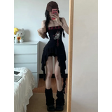 Strapless Irregular Hem Dress – Y2K Gothic Harajuku Punk Style