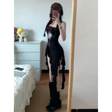 Strapless Irregular Hem Dress – Y2K Gothic Harajuku Punk Style