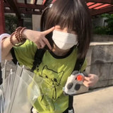Loose Fit Cartoon Cat Tee – Y2K Harajuku Kawaii Summer T-Shirt