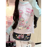 Kawaii Cupcake Print Top – Y2K Harajuku Long Sleeve Shirt