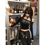 Lace Off-Shoulder Top – Y2K Harajuku E-Girl Aesthetic