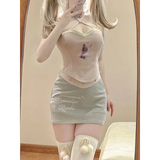 Kawaii Faux Fur Coat & Mini Skirt Set – Y2K Harajuku Outfit