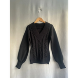 V-Neck Slim Fit Sweater – Y2K Lace Trim Knit Pullover Top