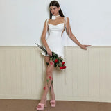 Y2K Lace-Up Open Back Mini Dress - Sexy Slim Fit Skirt