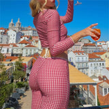 Red Gingham Two-Piece Set – Tie-Front Crop Top & Low-Waist Capris