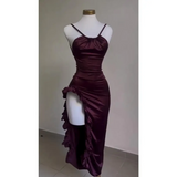Y2K Sexy Halter Dress - Ruffled High-Slit Spice Girl Gown
