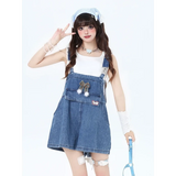 Kawaii Denim Overall Dress – Y2K Vintage Japanese Style