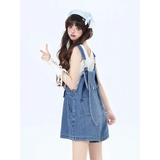 Kawaii Denim Overall Dress – Y2K Vintage Japanese Style
