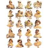 20Pcs Yellow Dress Girl Stickers - Cute DIY Scrapbooking Decorative Stickers